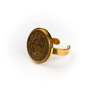 Bague acier 10 Francs coq